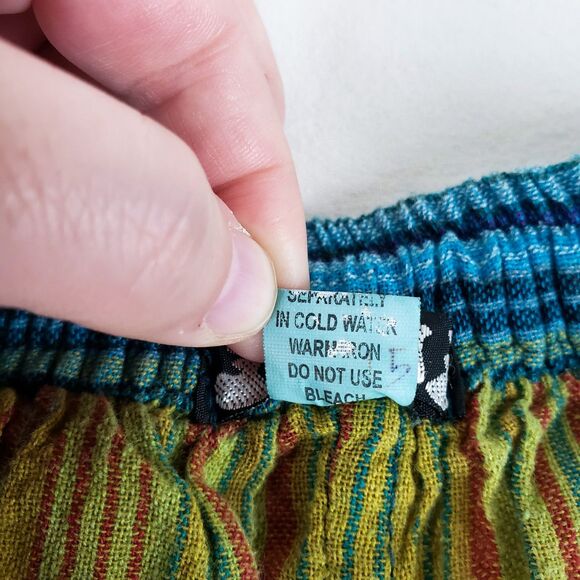 Jayli Hippie Short Mens L Festival Patchwork Striped Cargo Handmade Nepal - Picture 10 of 10